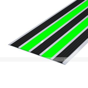 Контрастная фотолюминесцентная лента в алюминиевом профиле с резиновыми вставками (черная)
