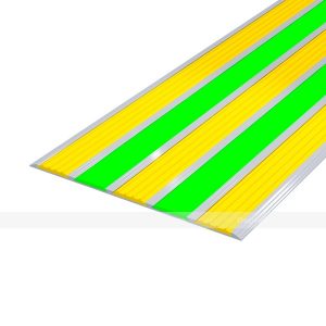 Контрастная фотолюминесцентная лента в алюминиевом профиле с резиновыми вставками (желтая)