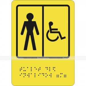 Тактильная табличка мужского общественного санузла с отдельно выделенной кабиной для инвалидов ГОСТ 52131